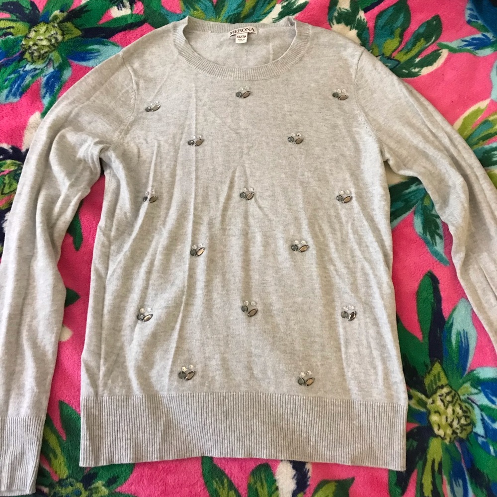Gray embellished sweater